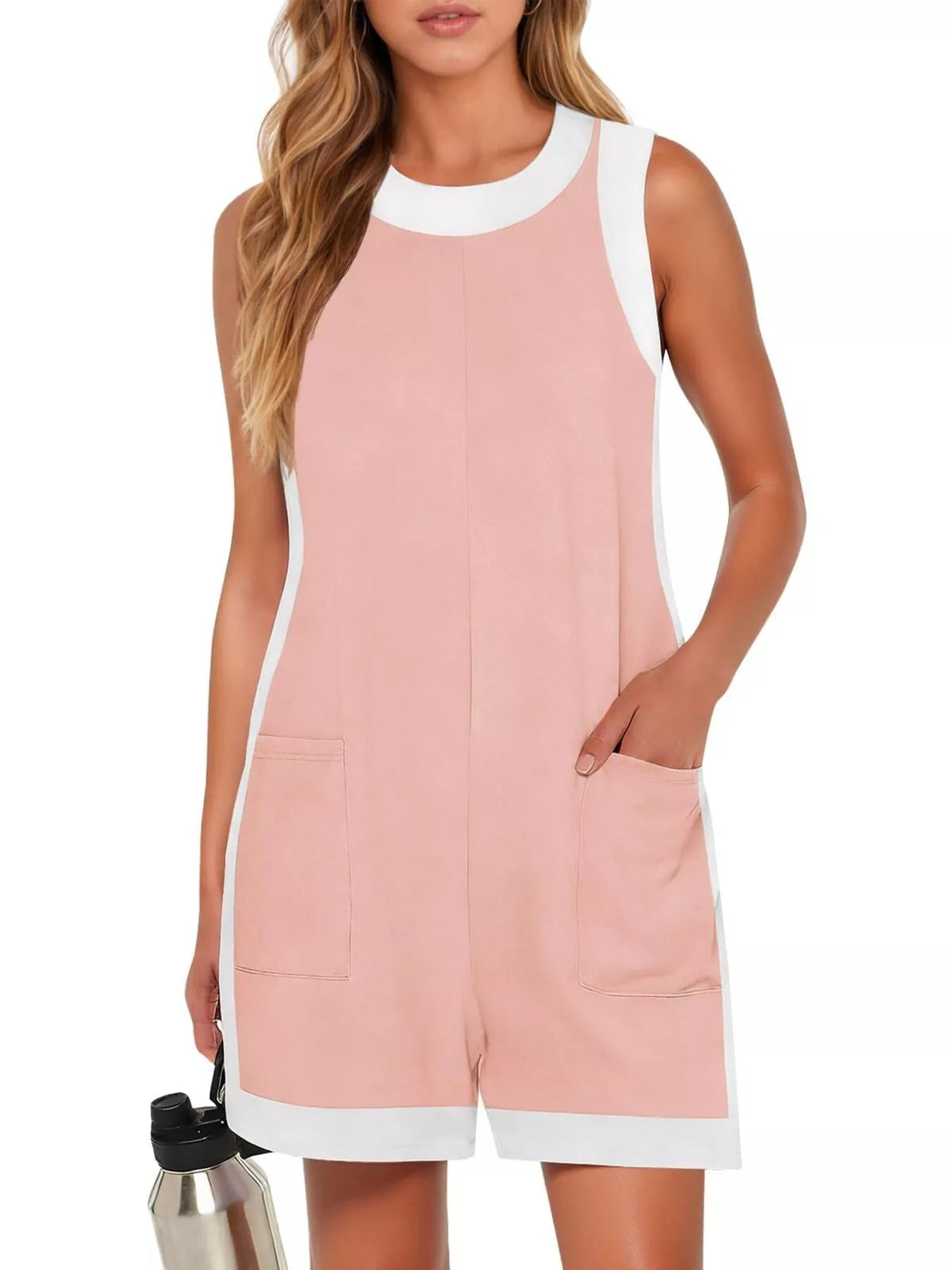 Contrast Trim Sleeveless Romper