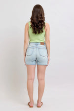 Judy Blue Full Size 2 Button Denim Shorts with Pockets Plus Size
