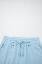 Solid Color Loose Tee Drawstring Shorts 2pcs Outfit Set