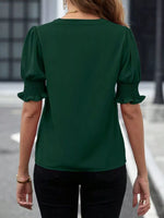 Notched Half Sleeve Blouse