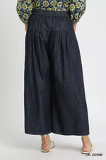 Umgee Stone Washed Wide-Leg Button-Front Culottes