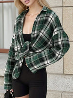 Plaid Collared Neck Long Sleeve Shirt