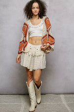 POL Open Front Crochet Cardigan with Granny Square Pattern