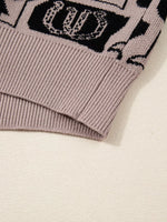 Bows & Horseshoes Pattern Round Neck Sweater