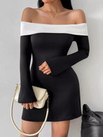 Off-Shoulder Bell Sleeve Mini Dress