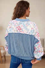 Multicolour Floral Print Round Neck Long Sleeve Shift Top