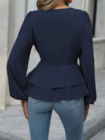 Surplice Balloon Sleeve Blouse