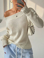 Ribbed Knit Boat Neck Sweater