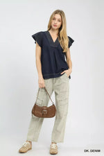 Umgee Cap Sleeve Denim Top