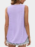 Florira Eyelet Round Neck Tank