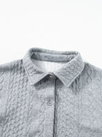 Cable Texture Puff Sleeve Loose Shacket
