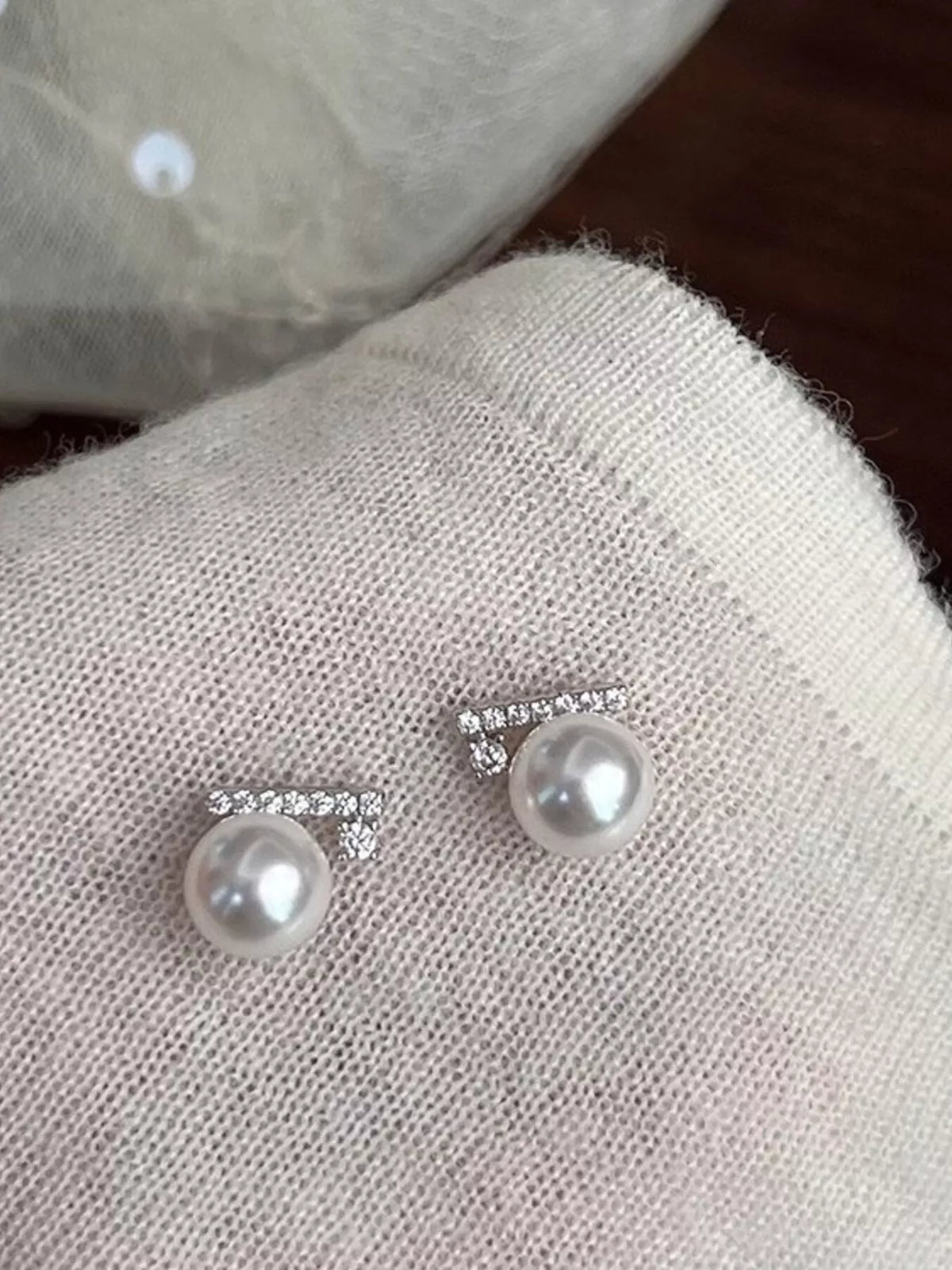 Zircon Pearl Stud Earrings