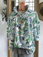 Floral Print Half Sleeve Blouse