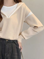 Contrast Trim Hooded Sweater