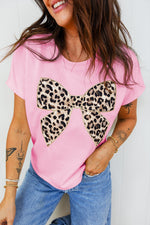 Leopard Bow Graphic Relaxed Fit T-Shirt