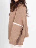 Contrast Trim Open Front Cardigan