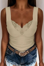 Full Size Lace Detail V-Neck Tank Plus Size