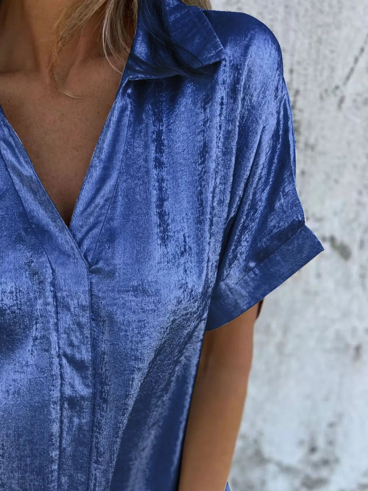 Full Size Collared Neck Short Sleeve Shirt Plus Size