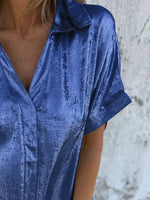 Full Size Collared Neck Short Sleeve Shirt Plus Size