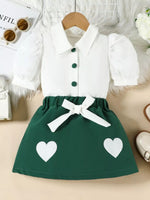 Children's Puff Sleeve Top & Skirt Set