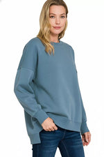 Zenana Fleece Hi-low Boyfriend Sweatshirts with Pockets