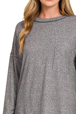 Zenana Soft Melange Hacci Round-Neck Long Sleeve T-Shirt