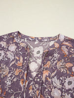 Floral Print Tie Neck Blouse
