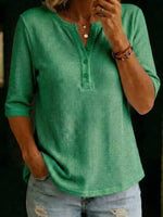 Full Size Waffle Knit Henley T-Shirt Plus Size