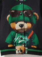 Children's Cartoon Bear Graphic Baseball Jacket