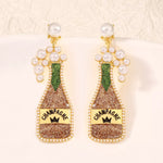 Champagne Bottle Earrings with Pearls