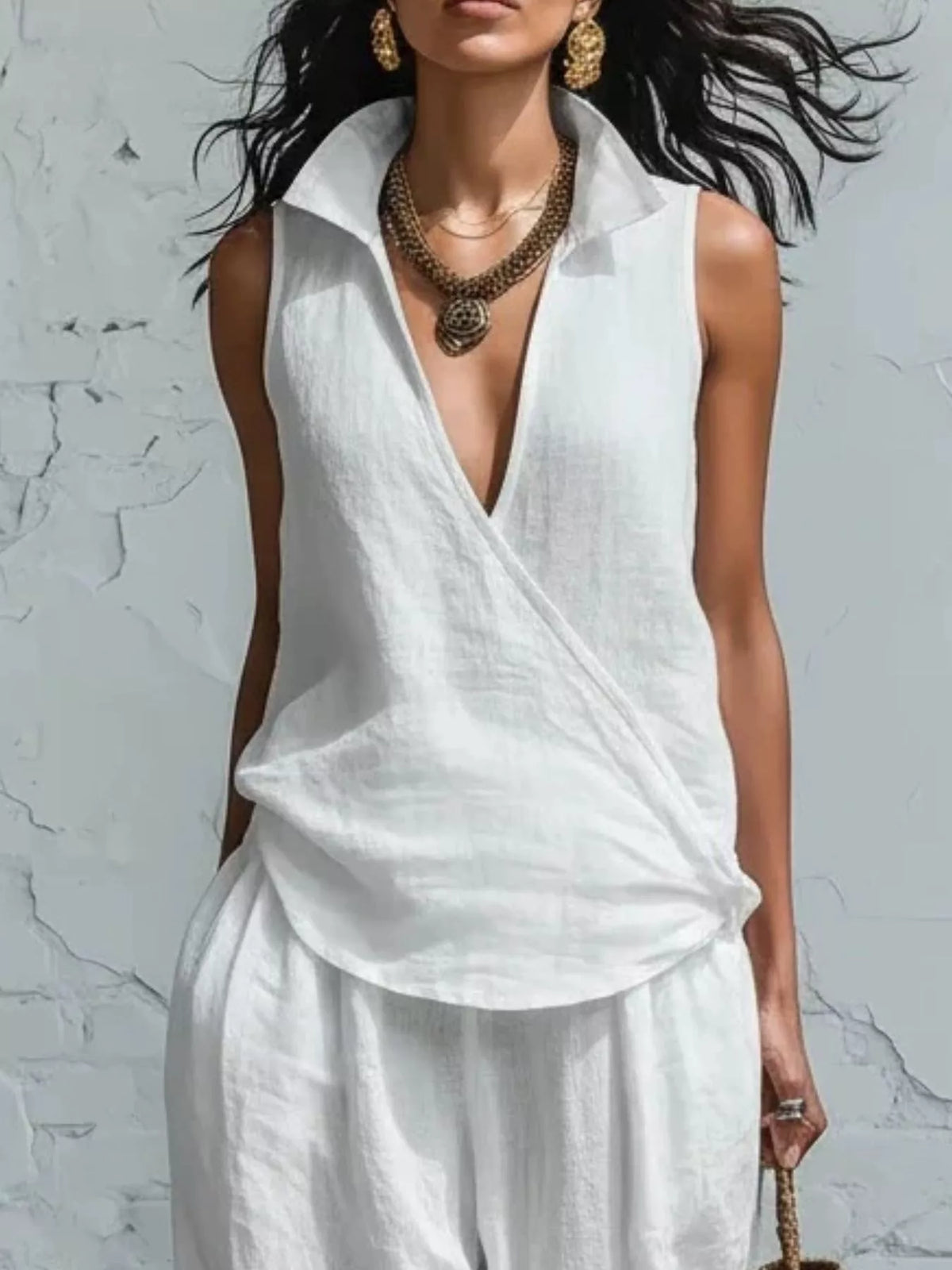 Full Size Sleeveless Top and Pants Two-Piece Set Plus Size