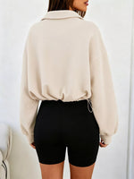 Half Zip Drawstring Hem Sweatshirt