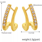 18K Gold-Plated Titanium Steel Rhinestone Earrings