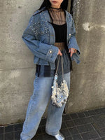 Studded Button Up Denim Jacket