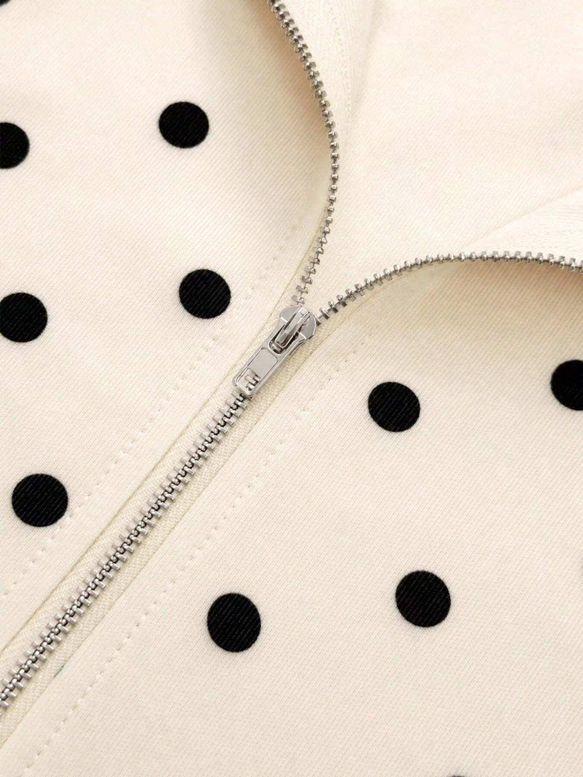 Polka Dot Half Zip Cropped Sweatshirt
