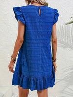 Full Size Ruffled Flutter Sleeve Textured Mini Dress Plus Size