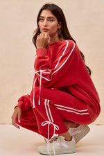 BiBi Side Lined Bow Details Fleece Sweatpants
