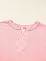 Exposed Seam Color Block Patchwork Slit Cuffs Oversize Sweatshirt