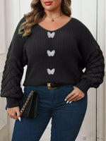Plus Size Butterfly Dropped Shoulder Sweater