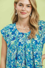 Umgee Tropical Floral Flutter Sleeve Swing Dress