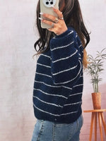 Striped Button Up Long Sleeve Cardigan