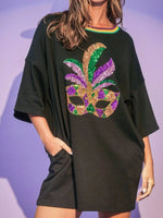 Sequin Round Neck 3/4 Sleeve Dress