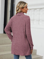 Ribbed Mock Neck Long Sleeve T-Shirt