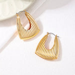 18K Gold-Plated Alloy Ribbed Triangular Hoop Earrings
