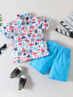 Children's Printed Shirt & Shorts Casual Set
