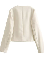 Tweed Button Up Cropped Outerwear