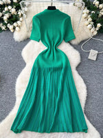 Button Front Short Sleeve Knit Dress