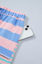 Stripe Exposed Seam Mixed Patchwork Loose Short Set