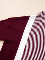 Stripe Color Block Patchwork Dolman Oversize Tunic Sweater