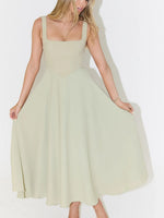 Square Neck Sleeveless Midi Dress